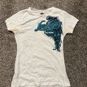 Harley-Davidson Cream Tee with Teal Graphic